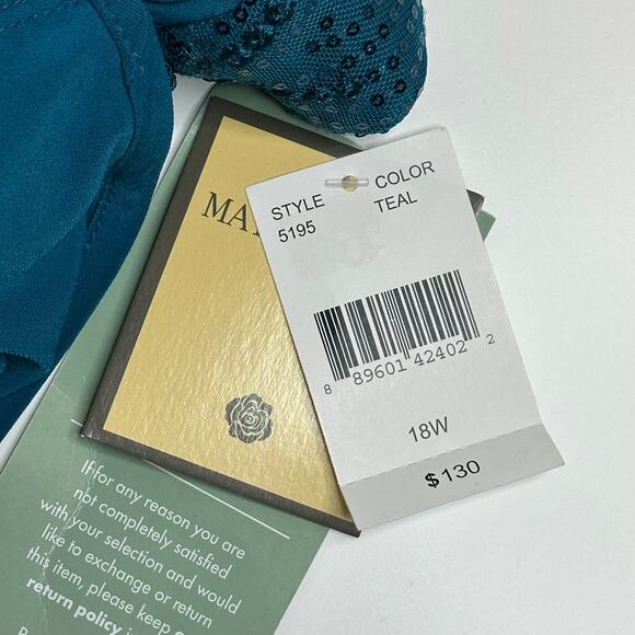 NWT Maya Brooke Teal Tiered Sequin 2 Piece Jacket Dress Set Womens Plus Size 18W - Picture 9 of 12